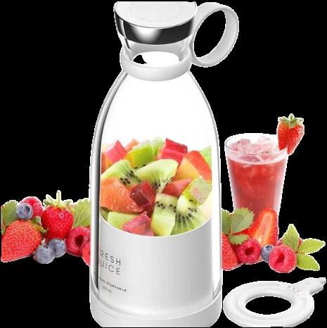 Compact Portable Smoothie Blender with Fruit Container and Drinking Lid