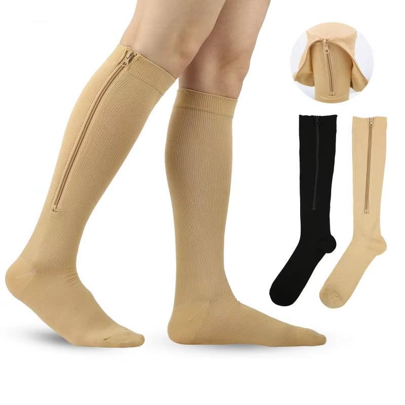 Compression Socks with Zipper for Swollen Legs, Varicose Veins