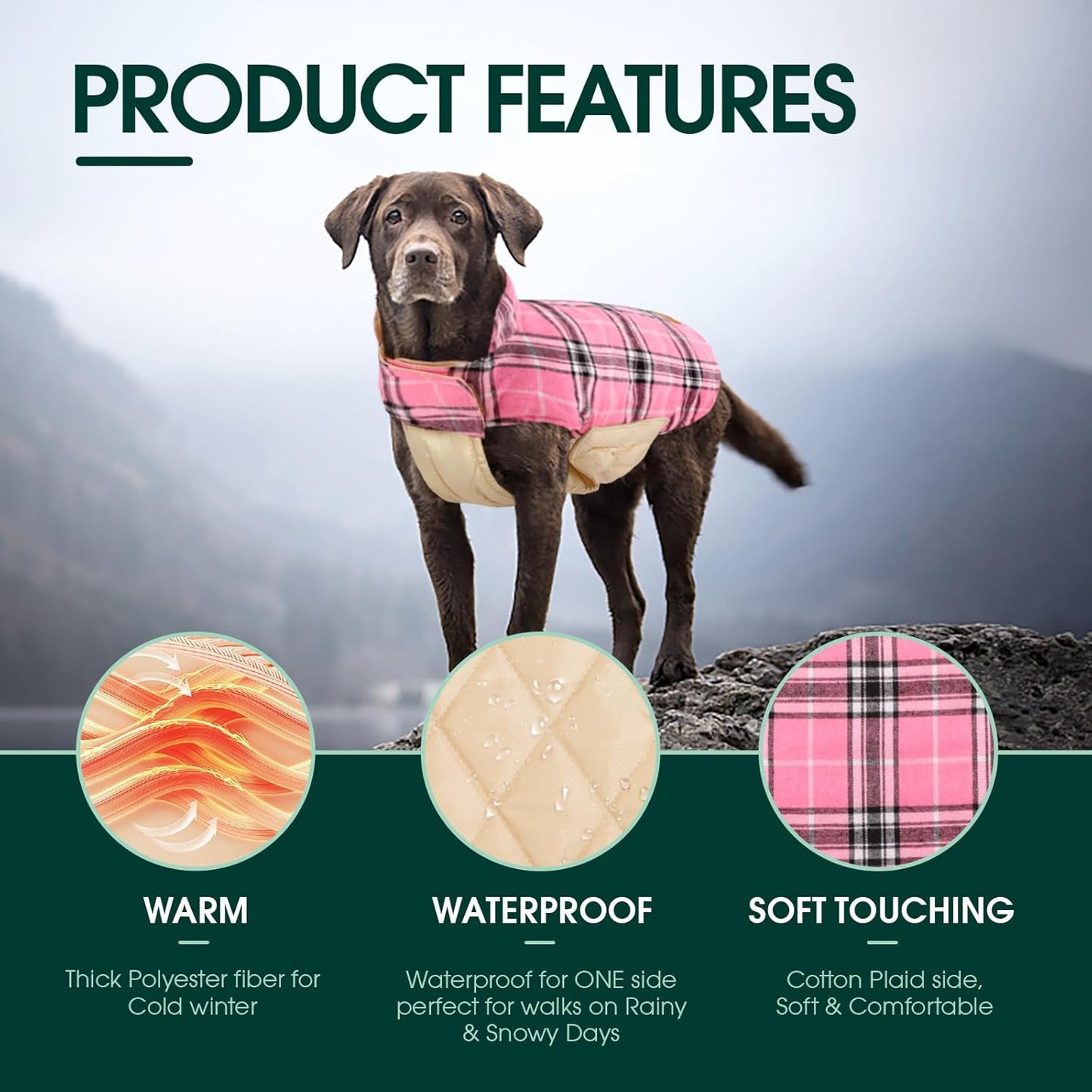 Cozy Waterproof Dog Jacket – Winter Coat in British Style