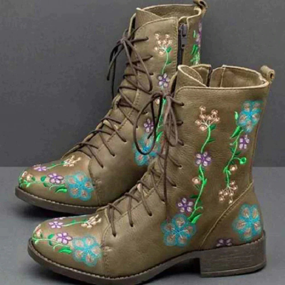 Elegant Lace-Up Wedge Boots