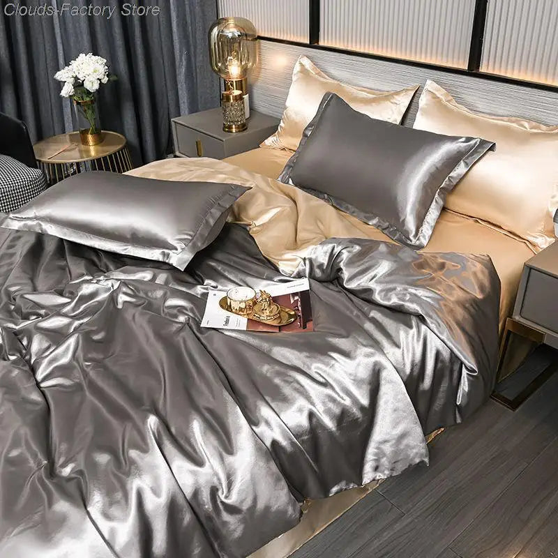 Luxury Plain Satin Duvet Cover - SilkSerenity