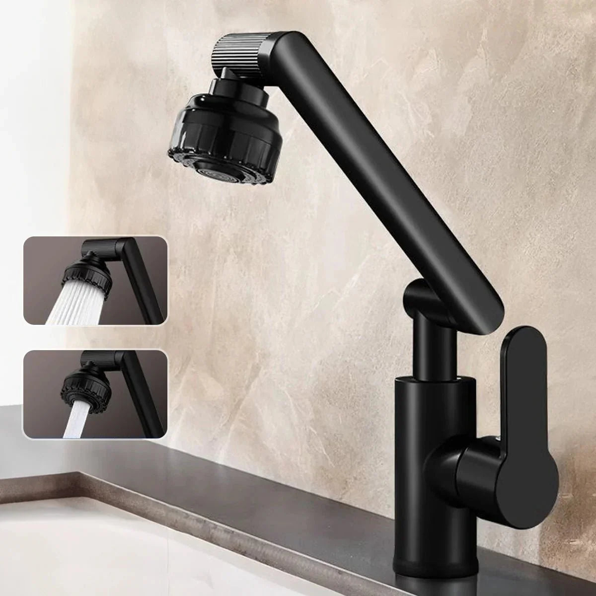 MECHAFLOW 360 – 360° Robotic Arm Kitchen Faucet with Bubble & Shower Spray