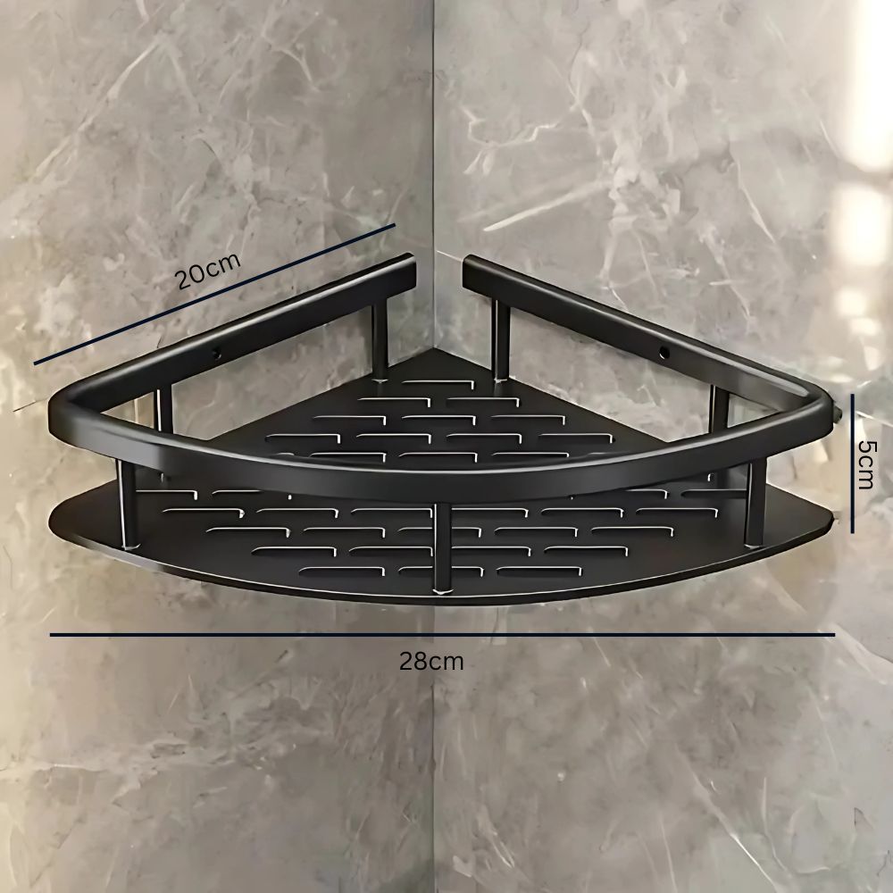Olvoria | Corner Shower Shelf with Rail