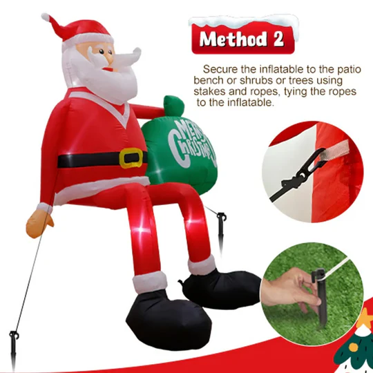Olvoria | Giant 8FT LED Inflatable Climbing Santa | Premium, Waterproof Outdoor Christmas Decor