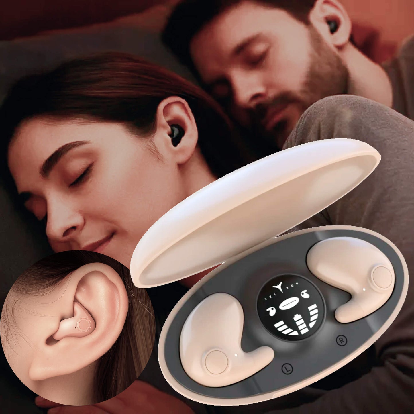 Olvoria | Invisible Wireless Sleep Headphones | IPX5 Waterproof, Bluetooth 5.3 for Comfortable Sleep and Relaxation