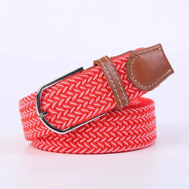 Olvoria | Men's Braided Elastic Belt with Metal Buckle