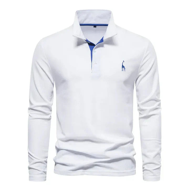Olvoria | Men's Long Sleeve Embroidered Polo Shirt