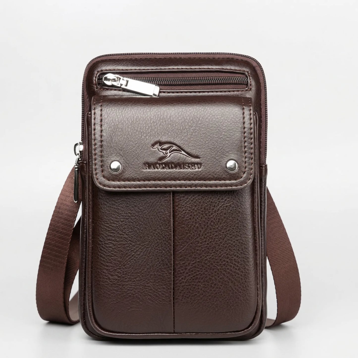 Olvoria | Men's Vertical Crossbody Bag with Flap Pocket