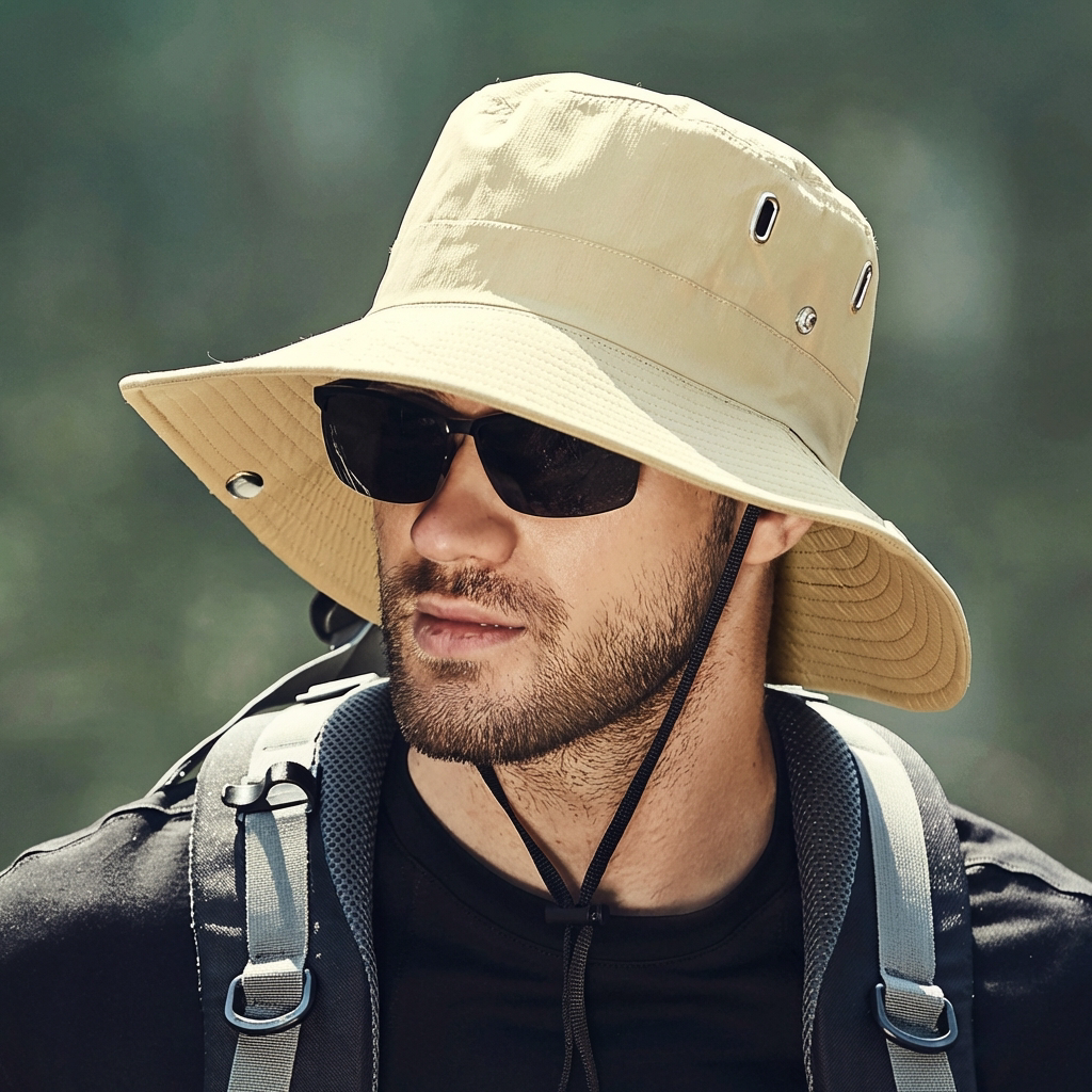 Olvoria | Men's Wide Brim Bucket Hat with Chin Strap