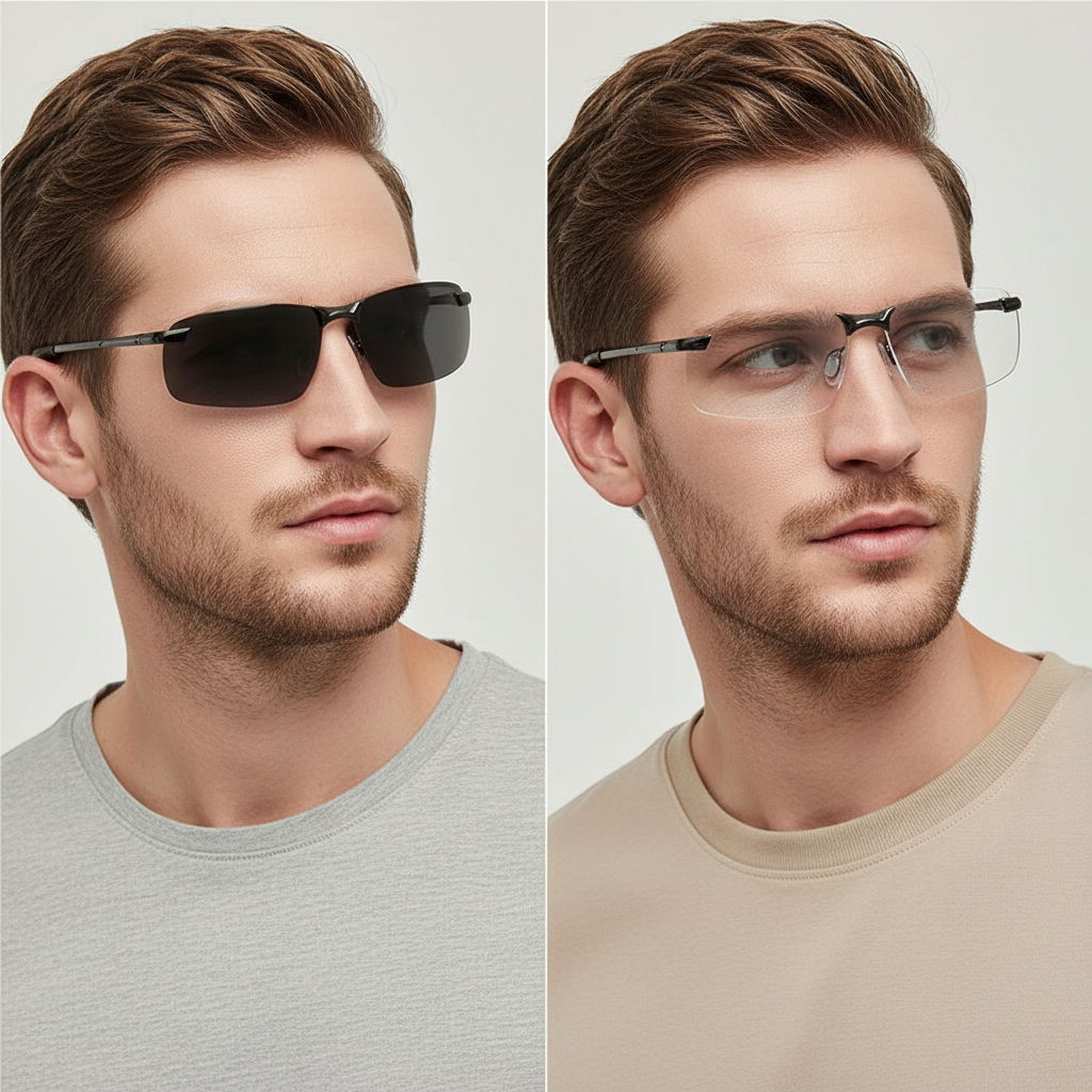Olvoria | Polarized Photochromic Sunglasses | UV400 Protection | Automatic Light Adjustment (Day & Night) | Intelligent Glare Reduction for Drivers & Outdoors