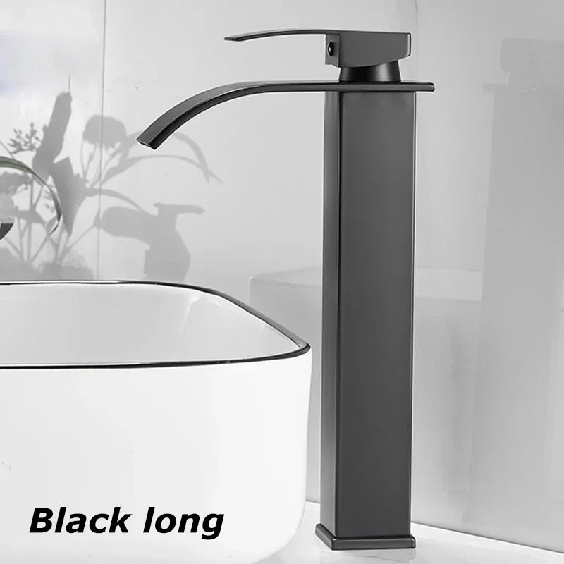 Olvoria Sink Mixer Aqualis Noir | Stainless Steel | Hot & Cold Water | For Bathroom & Guest Toilet