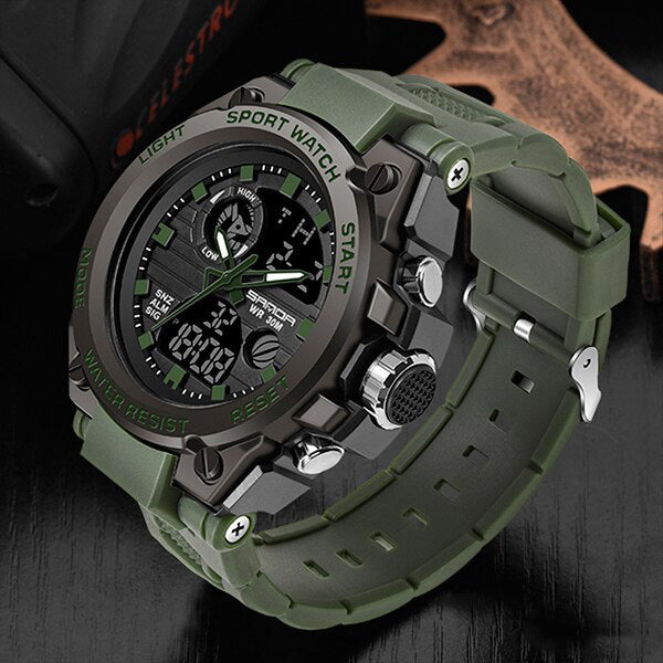 Olvoria | TitanGuard Military Men's Watch – Rugged Multifunctional Analog & Digital Timepiece
