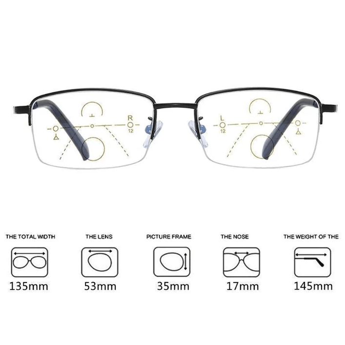 Olvoria | Titanium Progressive Distance and Near Dual-Use Reading Glasses