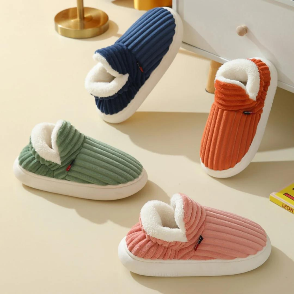 Olvoria | Unisex Corduroy Bootie Slippers - Lined