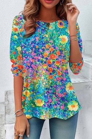 Olvoria | Women's 3/4 Sleeve Printed Top