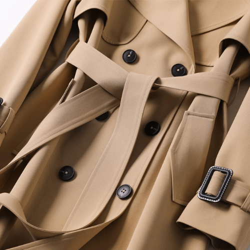 Olvoria | Women's Belted Trench Coat with Epaulettes