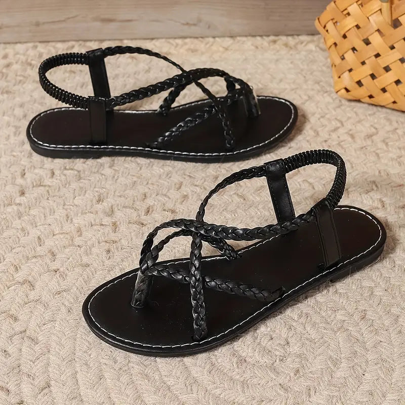 Olvoria | Women's Braided Strap Flat Sandals