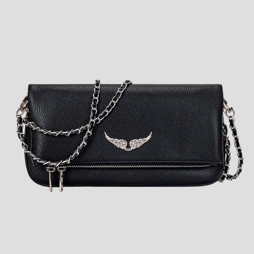 Olvoria | Women's Chain Shoulder Bag with Wing Emblem