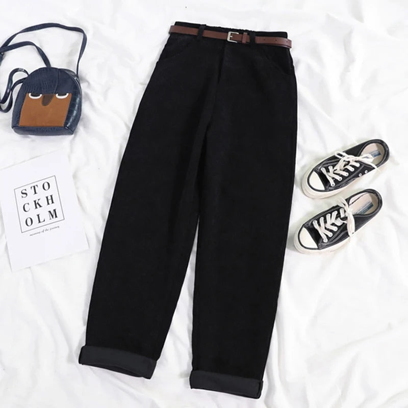 Olvoria | Women's Corduroy Pants with High Waist