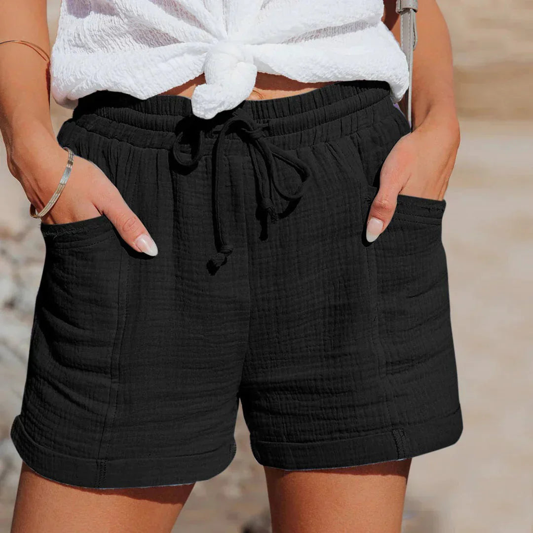 Olvoria | Women's Drawstring Waist Shorts with Pockets