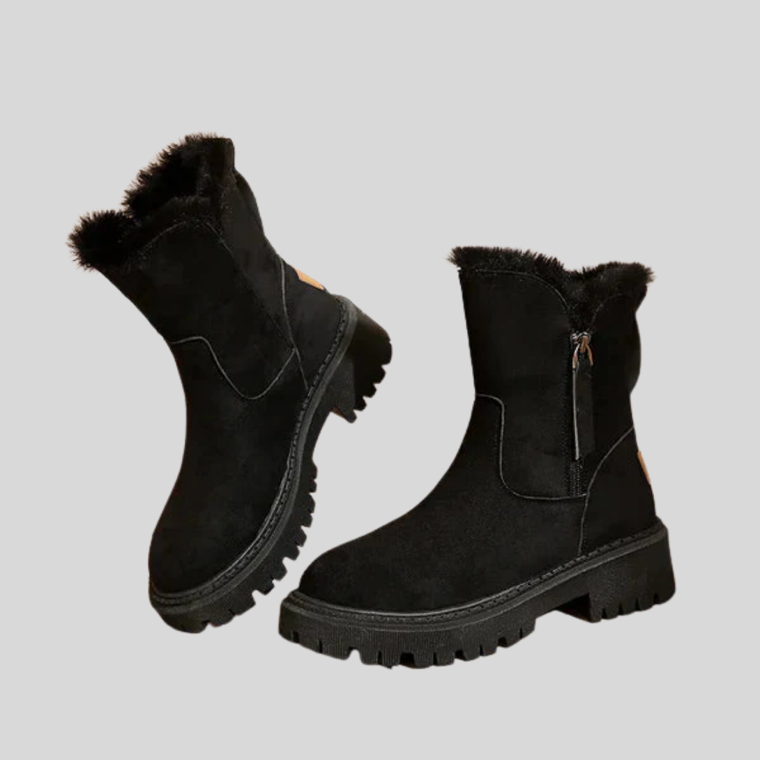 Olvoria | Women's Fur Lined Winter Boots with Side Zip