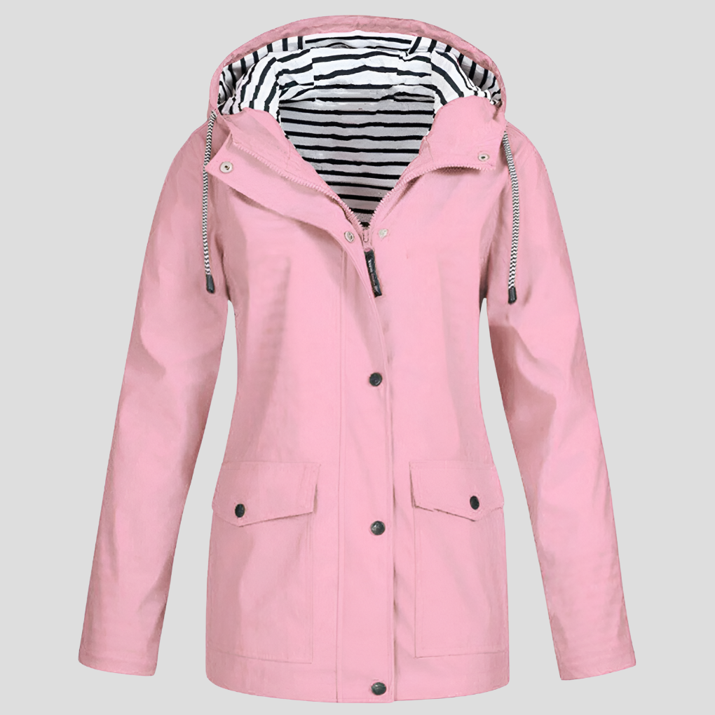 Olvoria | Women's Hooded Raincoat with Snap-Button Closure