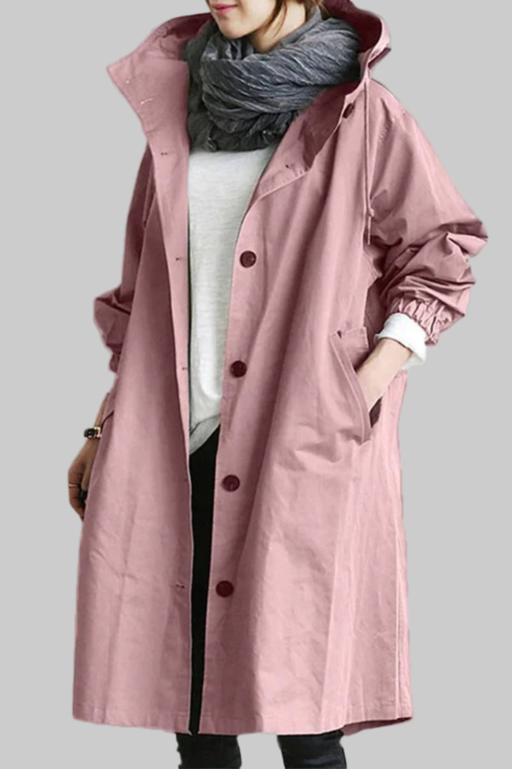 Olvoria | Women's Hooded Trench Coat - Relaxed Oversized Fit