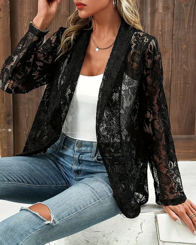 Olvoria | Women's Lace Open Front Blazer
