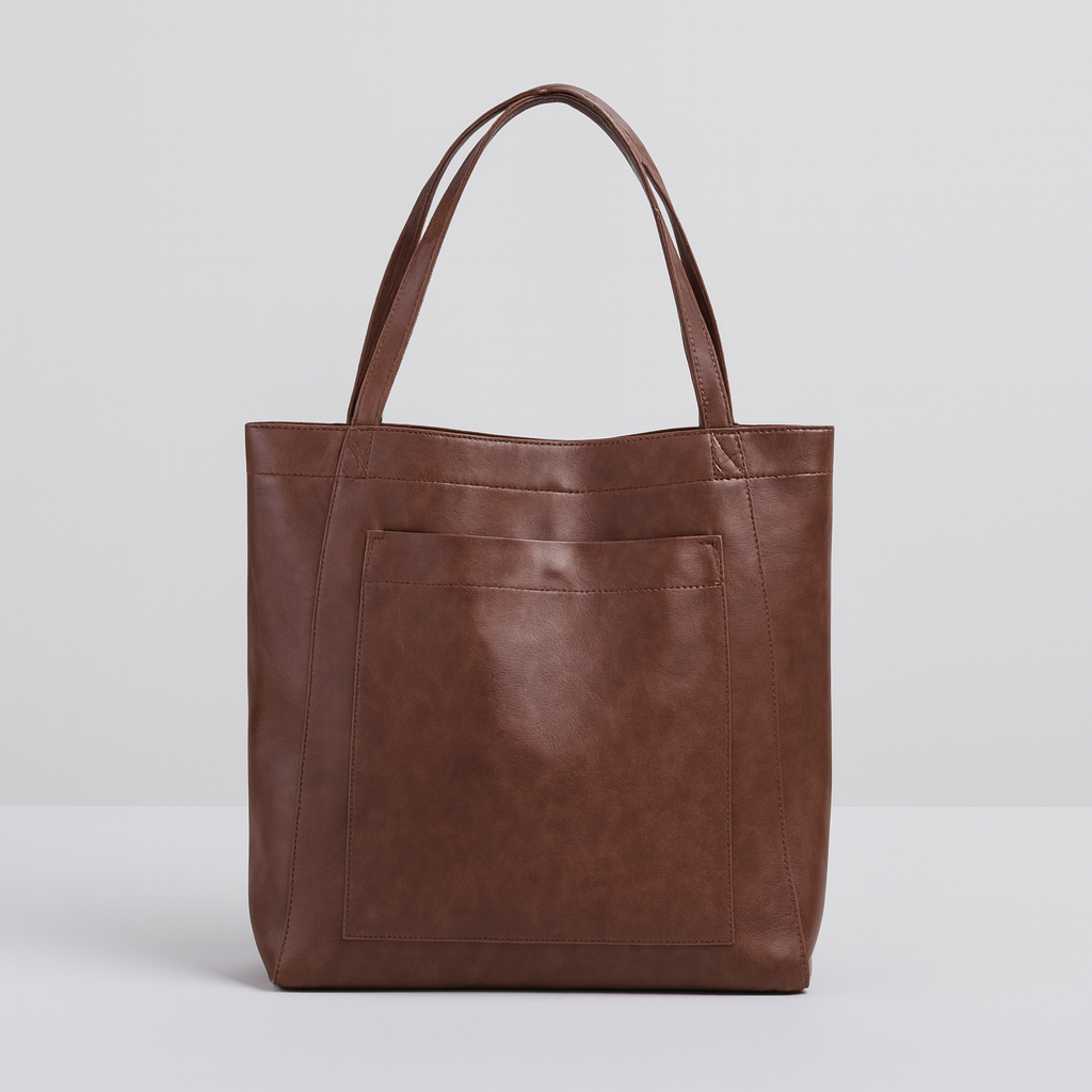 Olvoria | Women's Minimalist Tote Shoulder Bag with Exterior Pocket
