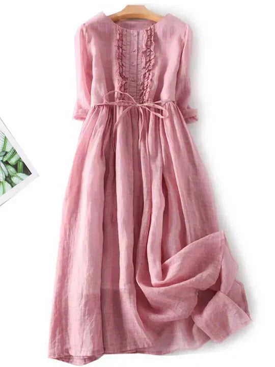 Olvoria | Women's Ruffle Front Midi Dress