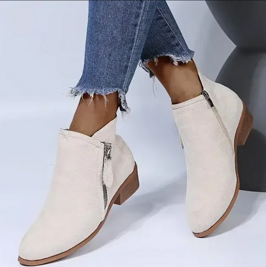 Olvoria | Women's Side Zipper Ankle Boots