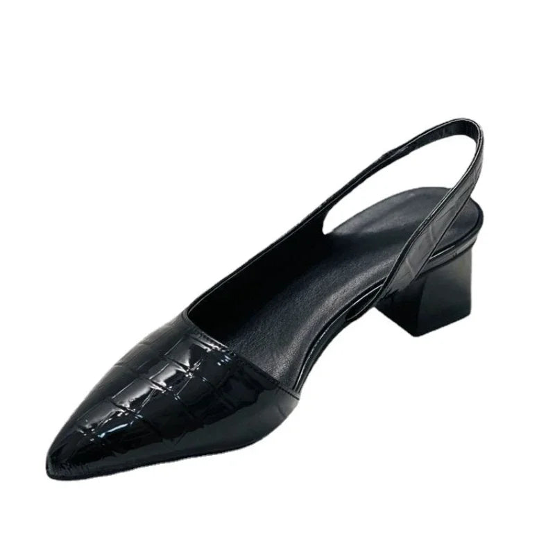 Olvoria | Women's Slingback Pumps with Croco Embossing