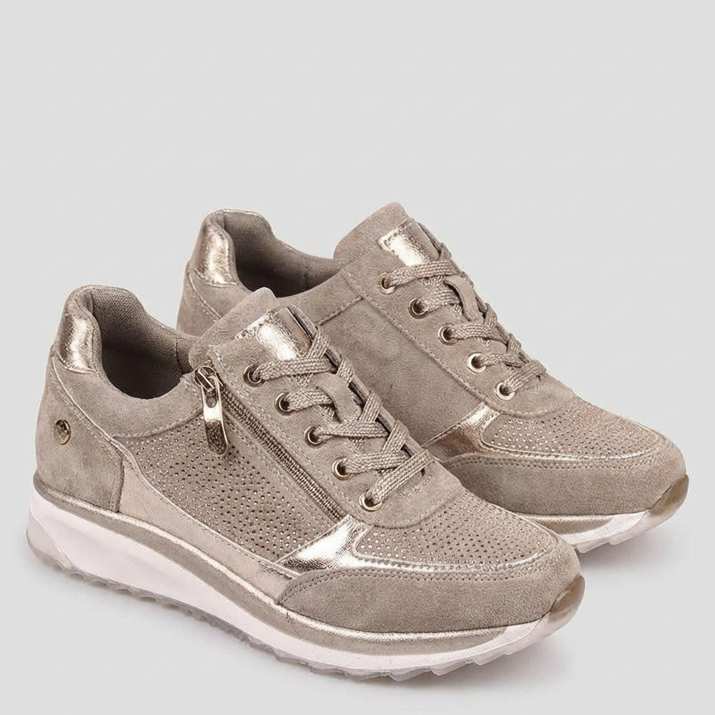 Olvoria | Women's Sneakers with Side Zip and Stud Embellishment