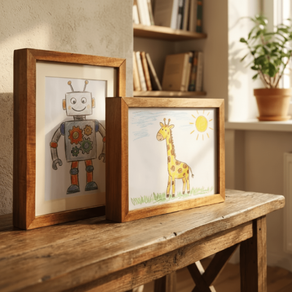 SKETCHBOX – Display frame in wood look with built-in storage space
