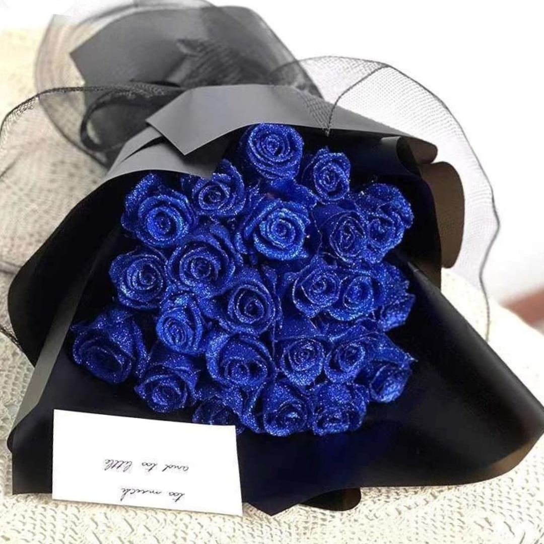 Sparkling Roses Under Glass Dome with Soft LED Light