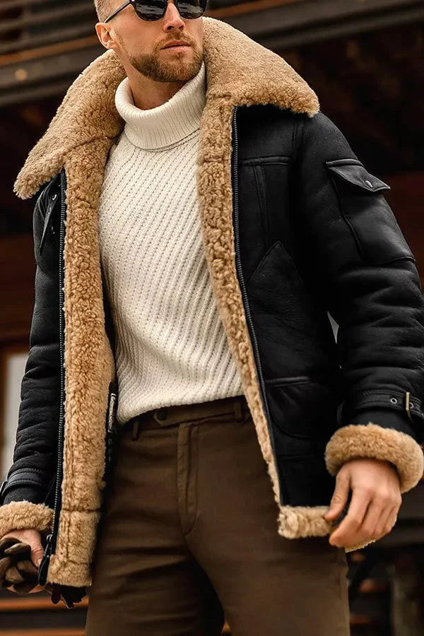 Stylish Camel Leather Jacket for Men - Winter Special