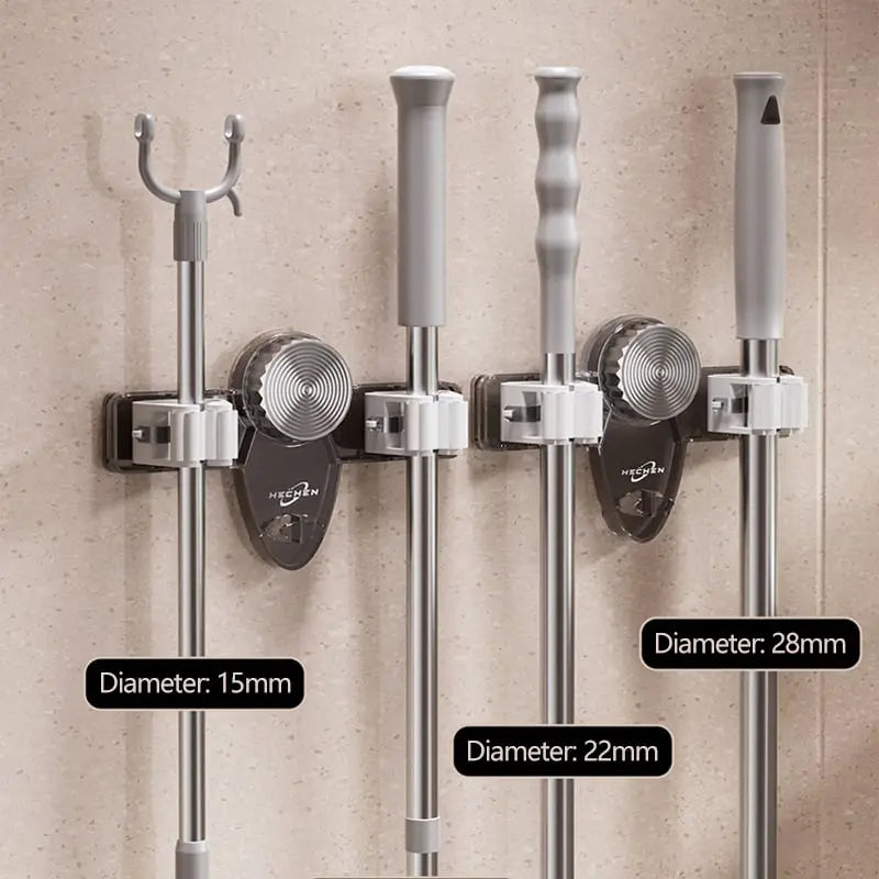(1+1 Free) Broom Holder with Suction Cups – Space-Saving Wall Mount with Adjustable Hooks