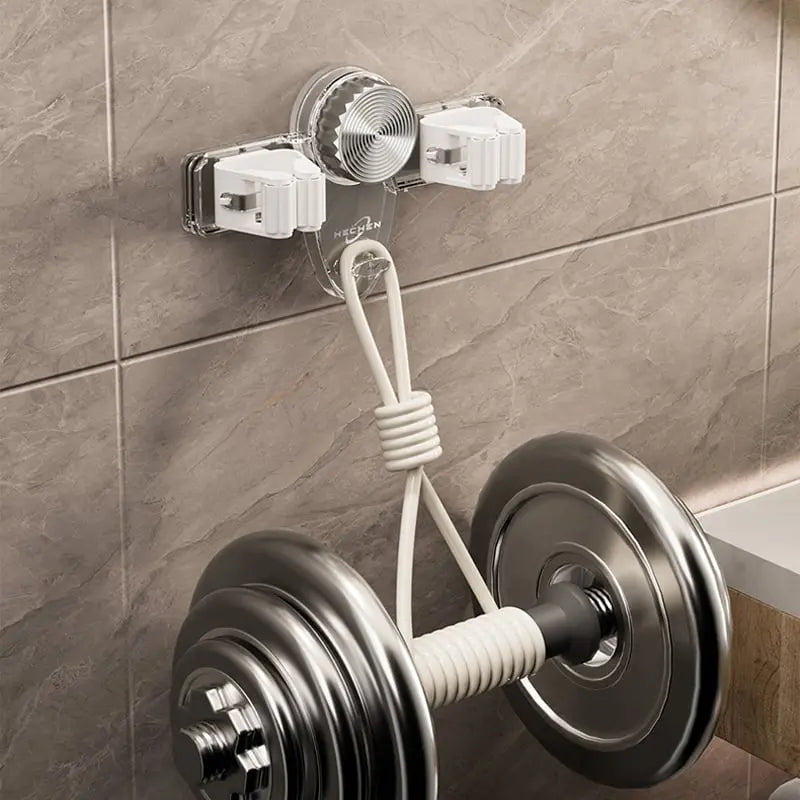 (1+1 Free) Broom Holder with Suction Cups – Space-Saving Wall Mount with Adjustable Hooks