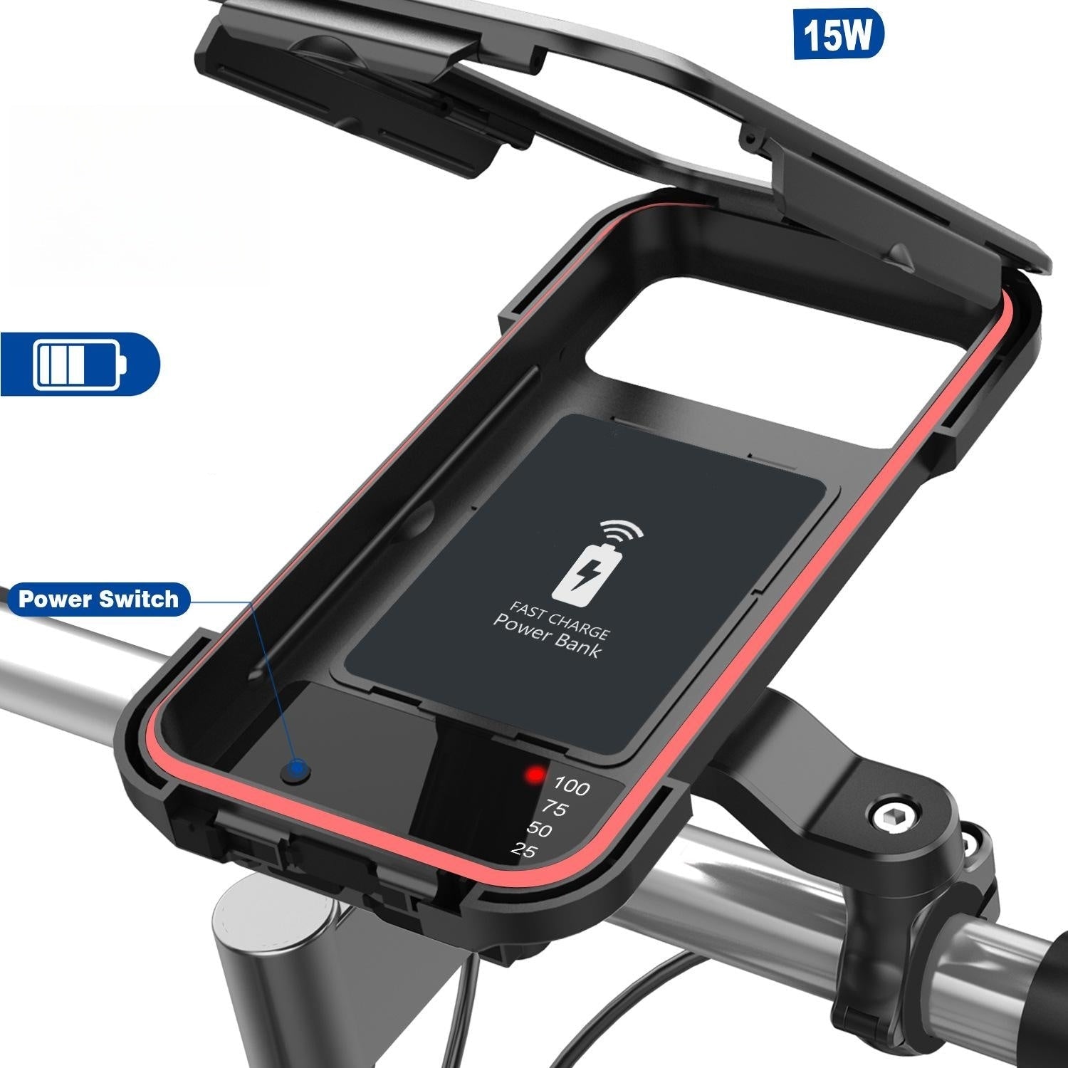 15W Powerbank - Waterproof Mount for Bicycle Handlebar