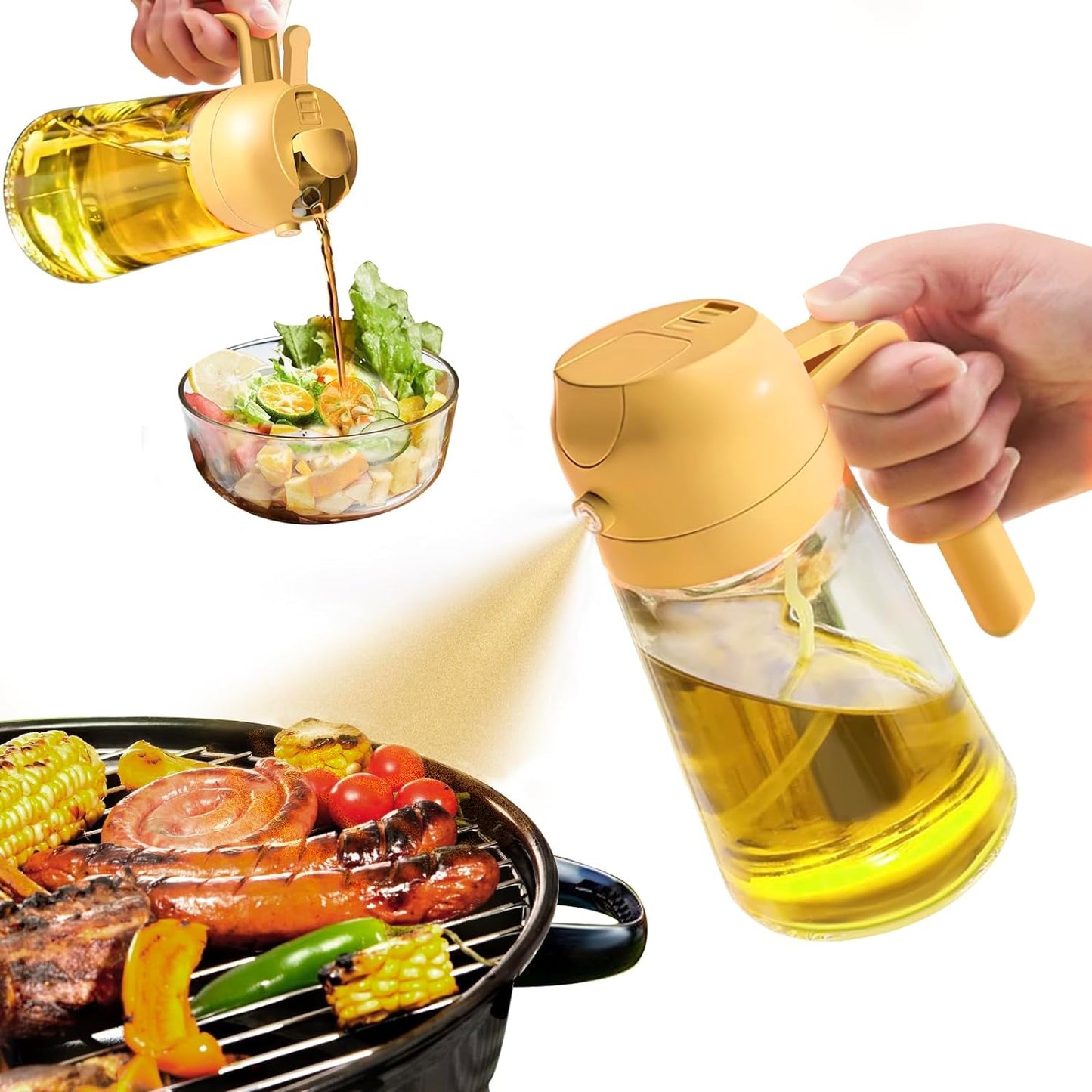 2-in-1 Olive Oil Spray - Premium 470mL Glass Bottle