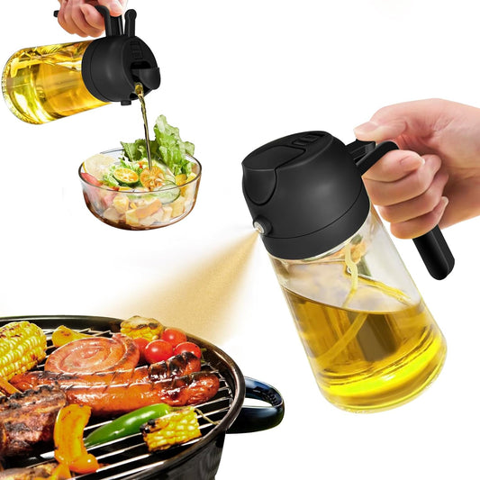 2-in-1 Olive Oil Spray - Premium 470mL Glass Bottle