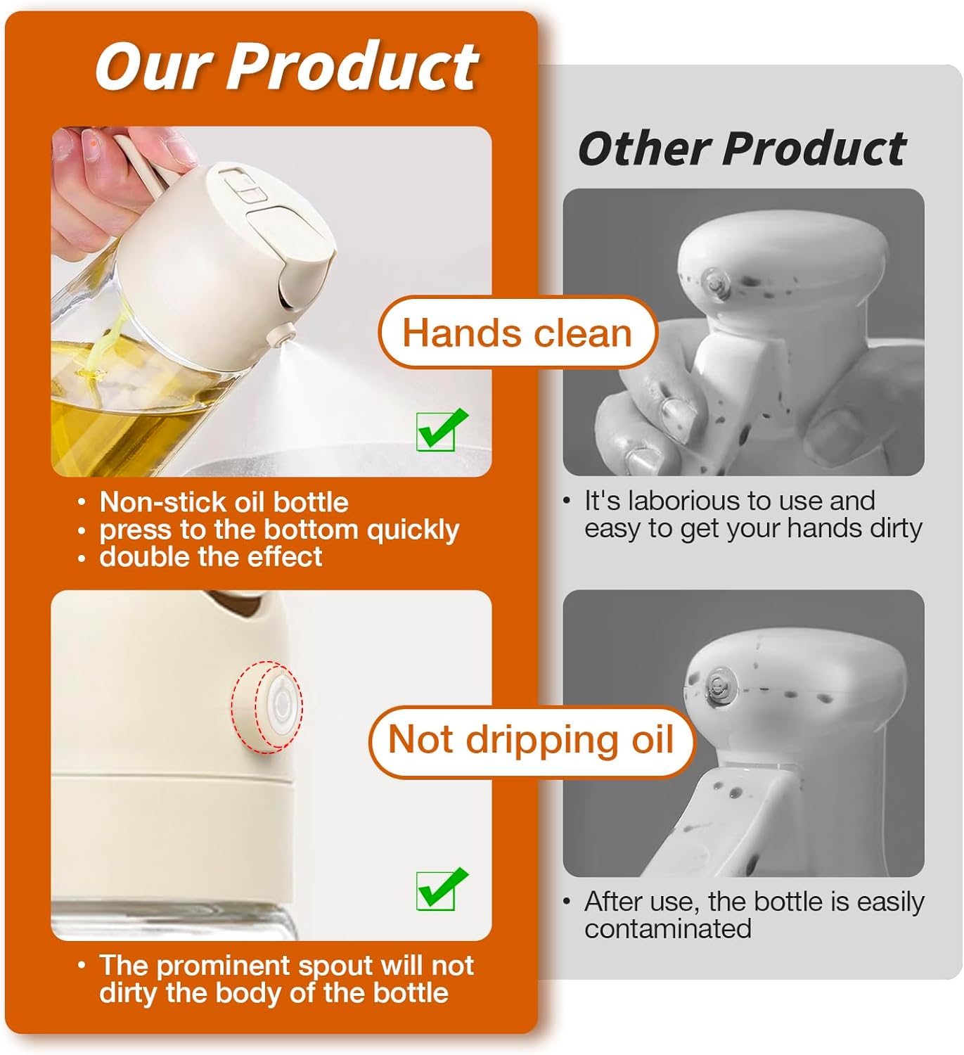 2-in-1 Olive Oil Spray - Premium 470mL Glass Bottle