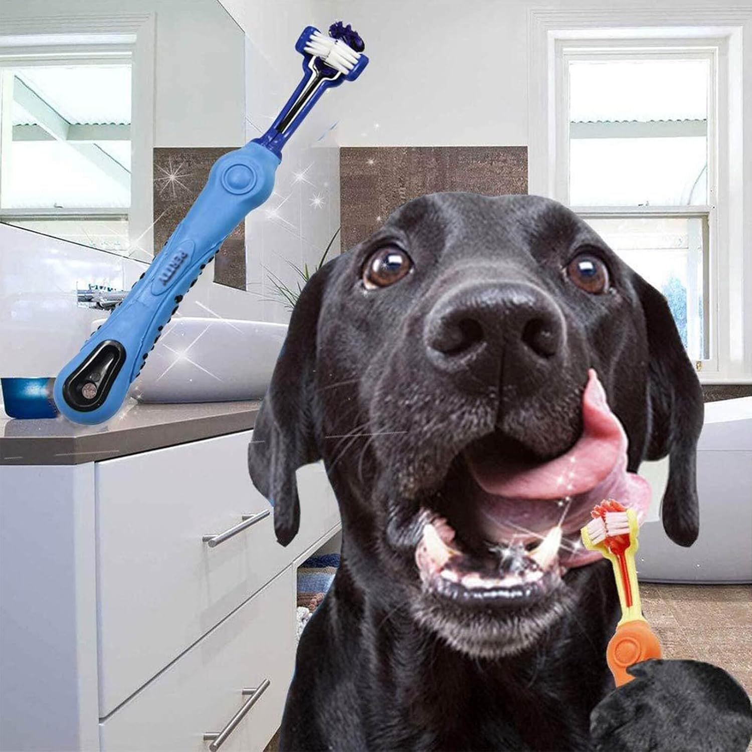 2-Piece Triangular Pet Toothbrush - Tartar Control for Healthy Teeth