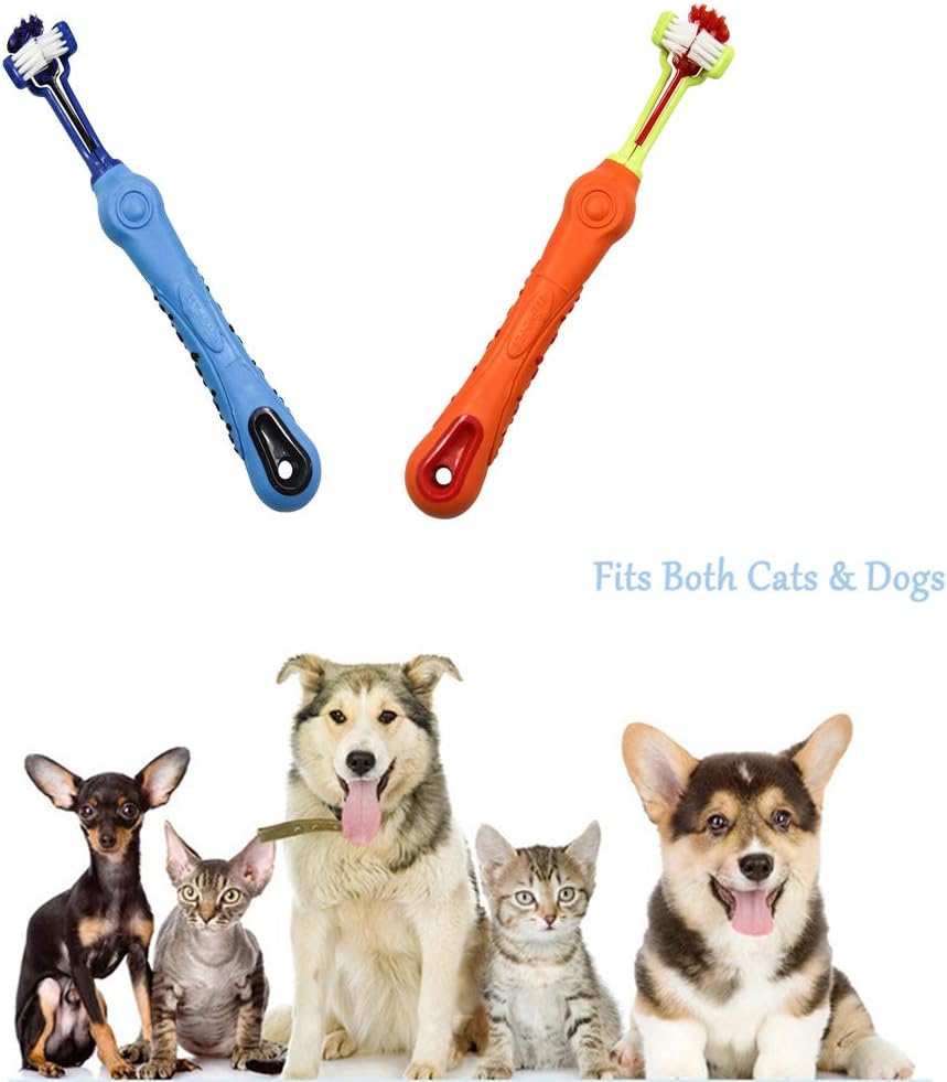 2-Piece Triangular Pet Toothbrush - Tartar Control for Healthy Teeth