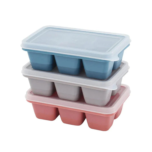 3 Plastic Ice Cube Trays with Lid - 6 Compartments