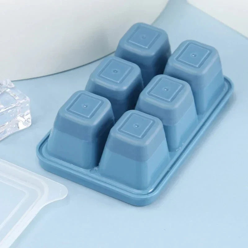 3 Plastic Ice Cube Trays with Lid - 6 Compartments