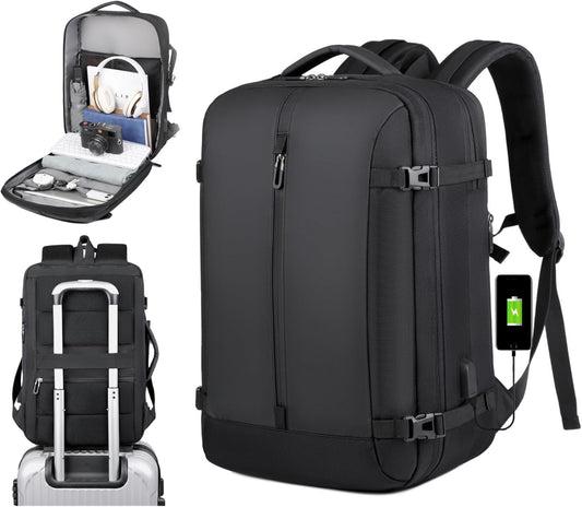 40L Expandable Waterproof Travel Backpack with USB Port & 17” (43.18 cm) Laptop Sleeve – AirVoyage