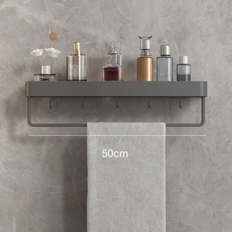 AQUASHELF – Elegant Wall Shelf for Bathroom with Towel Holder & Drill-Free Installation