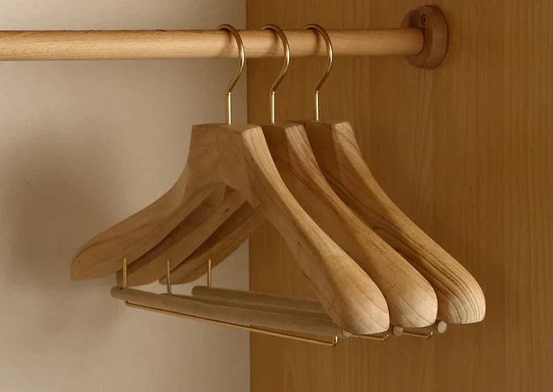 Aurora Wide Shoulder Wooden Hangers – Premium Camphor Wood Suit & Coat Organizer (Set of 2)
