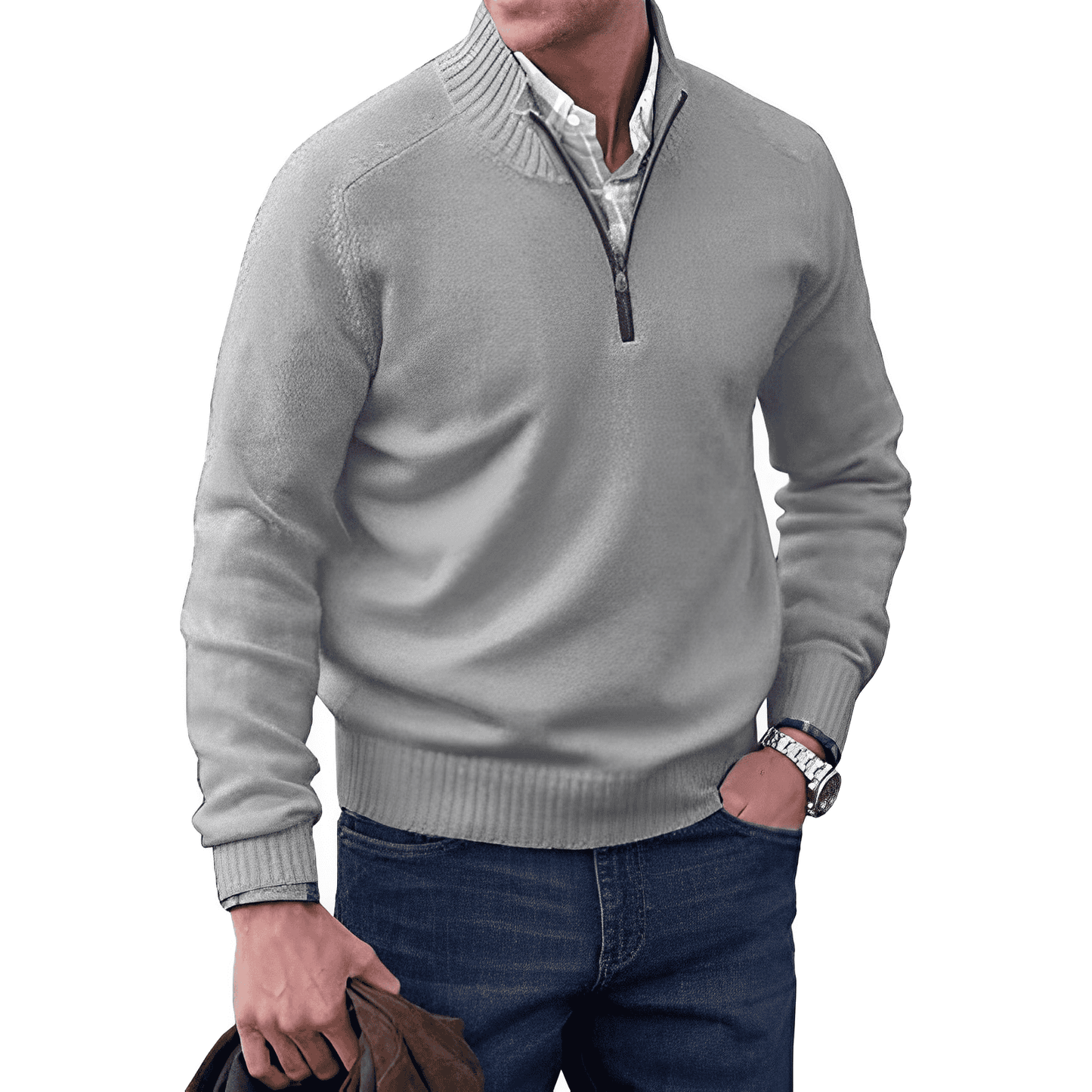 Benoit Elegant Cashmere Sweater with Autumn Zipper